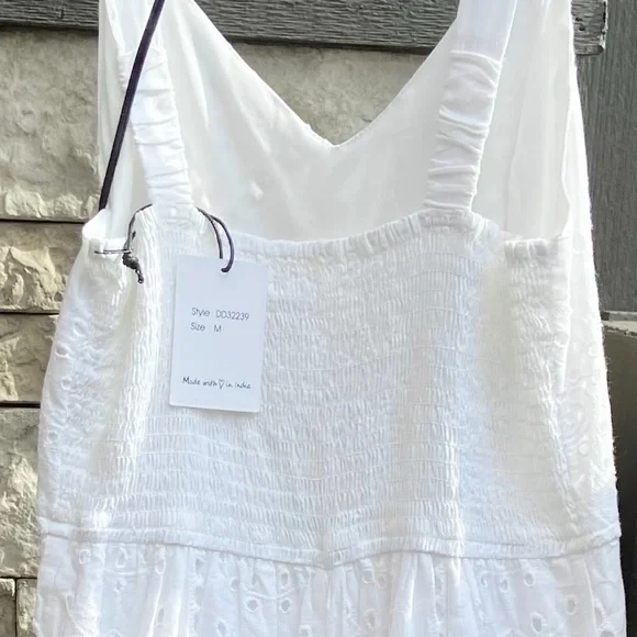 Eyelet 100% Cotton White Tank Dress - Picture 4 of 8